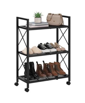 Slim Shoe Rack with Metal Frame and Fabric Shelves, Adjustable Shoe Storage Organizer for Entryway, Bedroom, Closet and Living Room