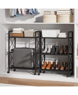 Slim Shoe Rack with Metal Frame and Fabric Shelves, Adjustable Shoe Storage Organizer for Entryway, Bedroom, Closet and Living Room