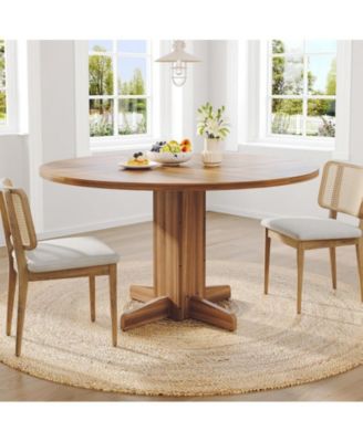 4-Person Small Round Farmhouse Dining Table with Pedestal