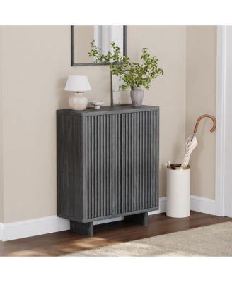 2 Piece 5 Tier Shoe Cabinet Set with Fluted Doors and Adjustable Shelves, Entryway Hallway Storage Organizer