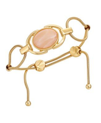 Gold-Tone Center Stone Accent Slider Bracelet