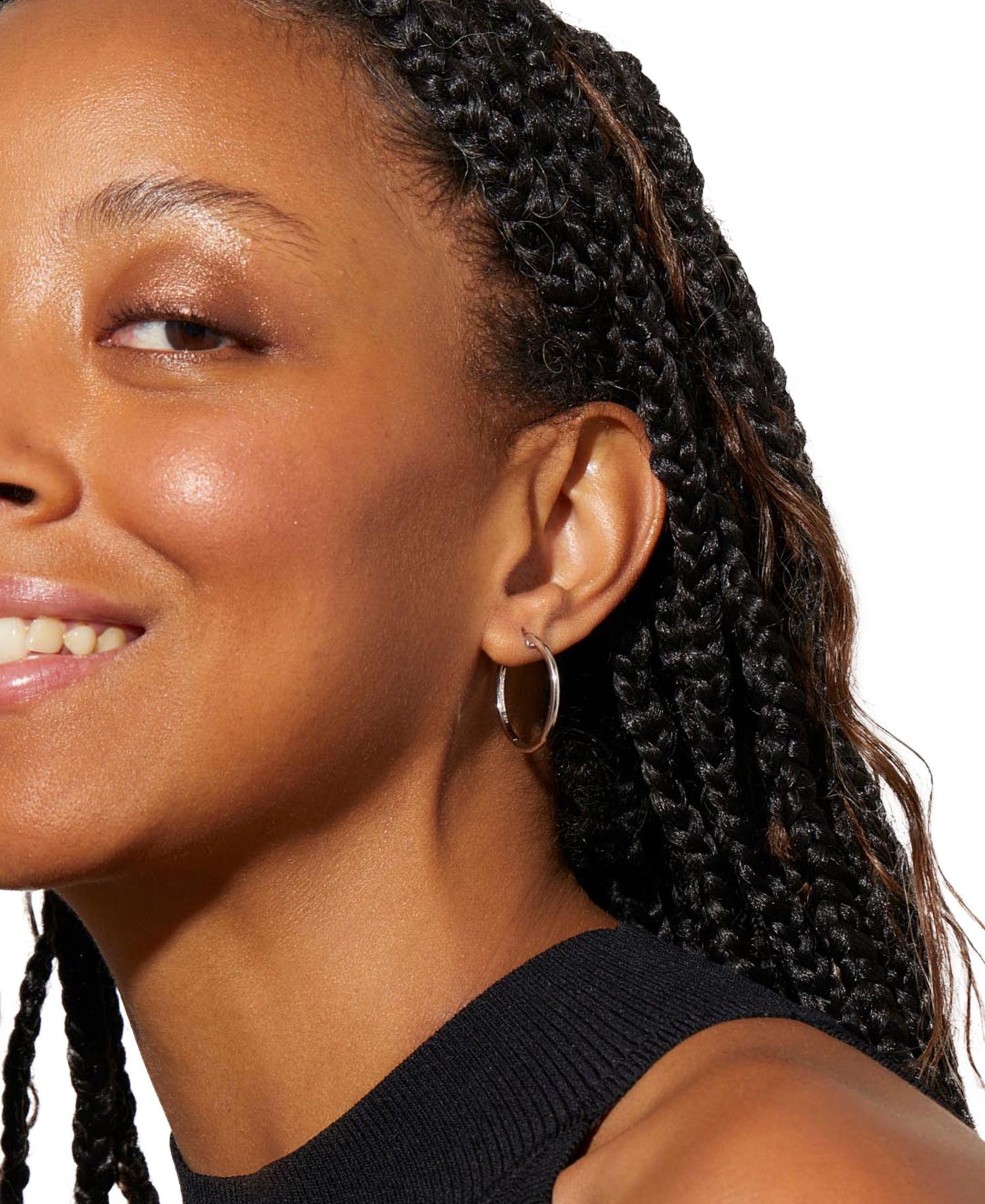 Lo Medium Silver Slim Endless Hoop Earrings