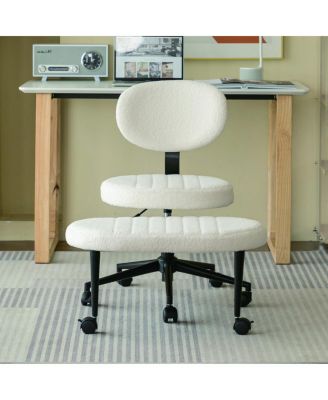 Ergonomic Cross-Legged Swivel Desk Chair with Back Support