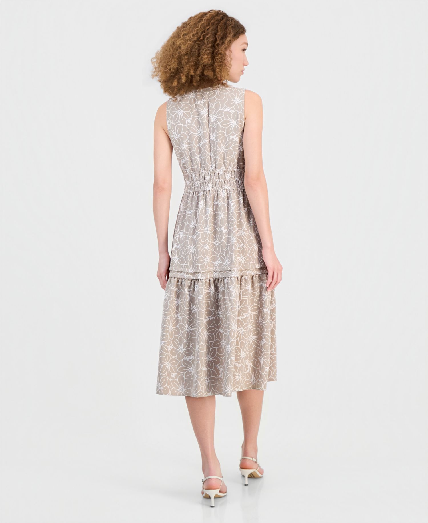Women's Sleeveless Elastic-Waist Midi Dress