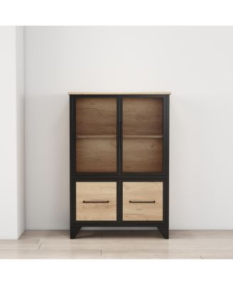 Metal Storage Cabinet with 4 Doors and Shelf