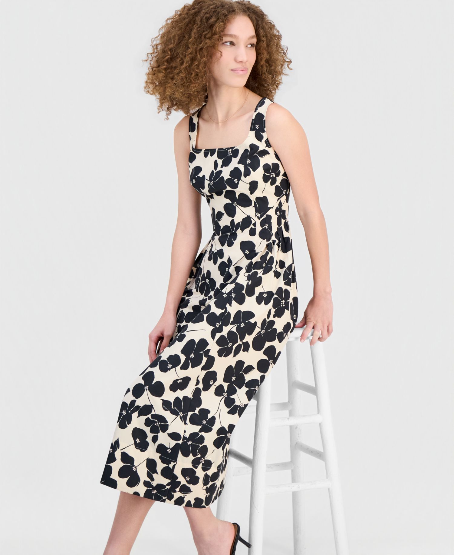 Women's Square-Neck Sleeveless Midi Dress