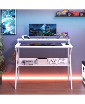 Space-Saving Computer Desk with Monitor Stand