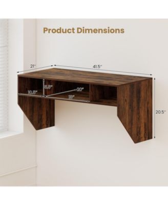 Wall-Mounted Floating Desk with 3 Storage Cubes