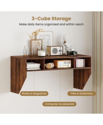 Wall-Mounted Floating Desk with 3 Storage Cubes