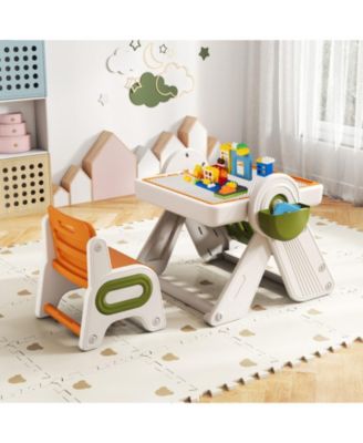 6-in-1 Kids Activity Table and Chair Set with Folding Art Easel