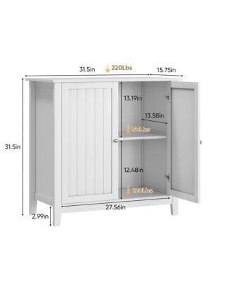 Modern Freestanding White Buffet Cabinet, 2 Door Storage Cabinet with Silver Knobs