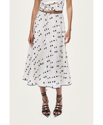 Women's High-Rise Midi Skirt with Print Details