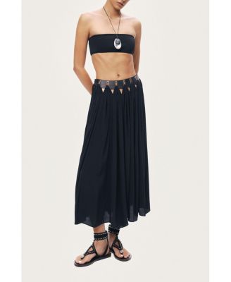 Women's Pleated Ring-Detail Midi Skirt