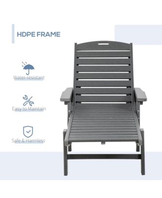 Outdoor Chaise Lounge Chair Recliner w/ Wheel Adjustable Back