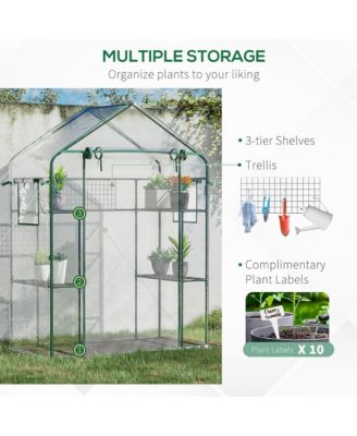 56" x 29" x 77" Small Walk-in house w/3 Tier Shleves, Windows