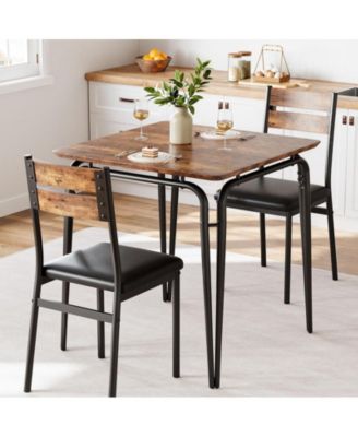 3-Piece 2-Person Vintage Square Dining Table Set