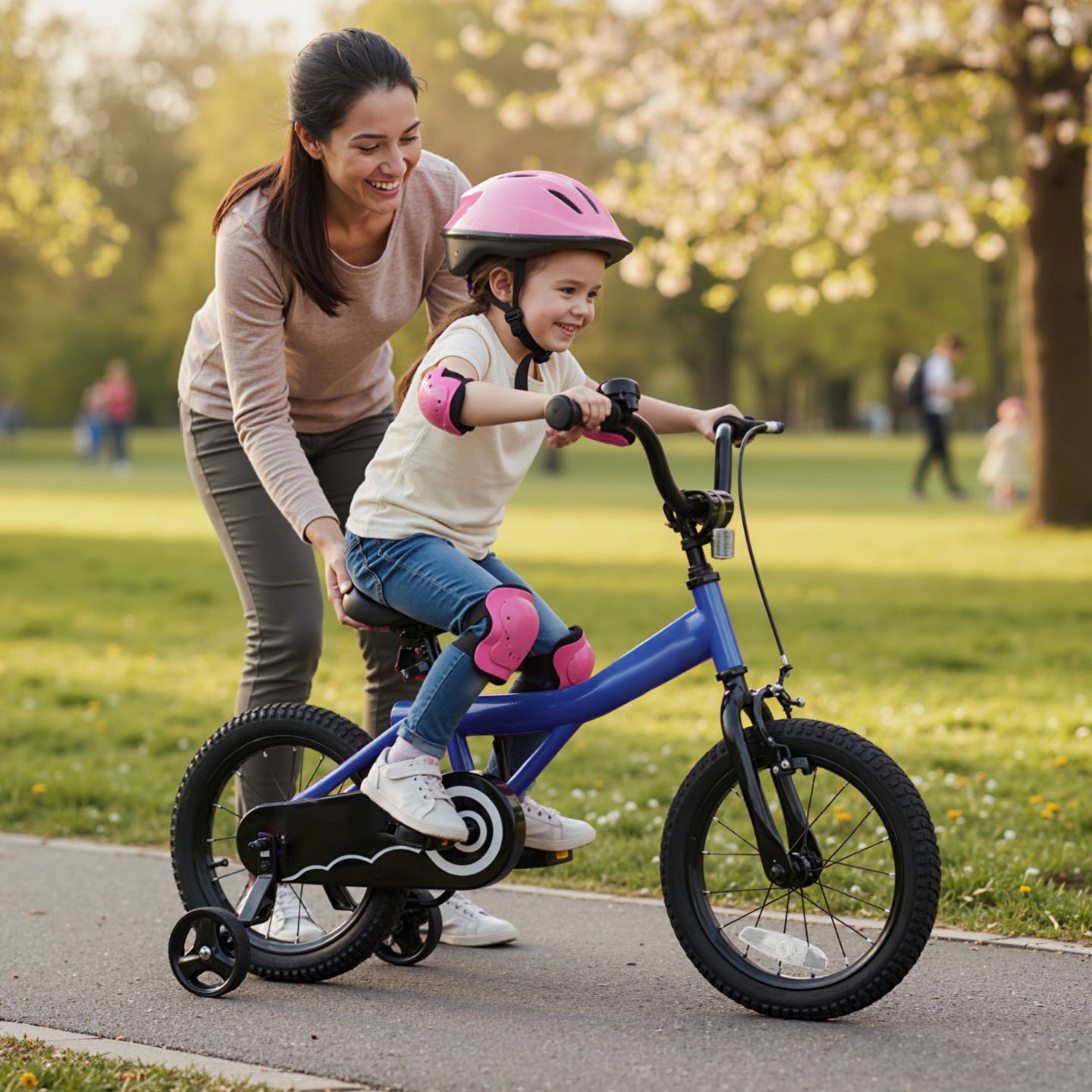 Детская игрушка Slickblue 14" Removable Training Wheels Kids Bike, 3–7 лет, цвет: Тёмно-синий — фото 3