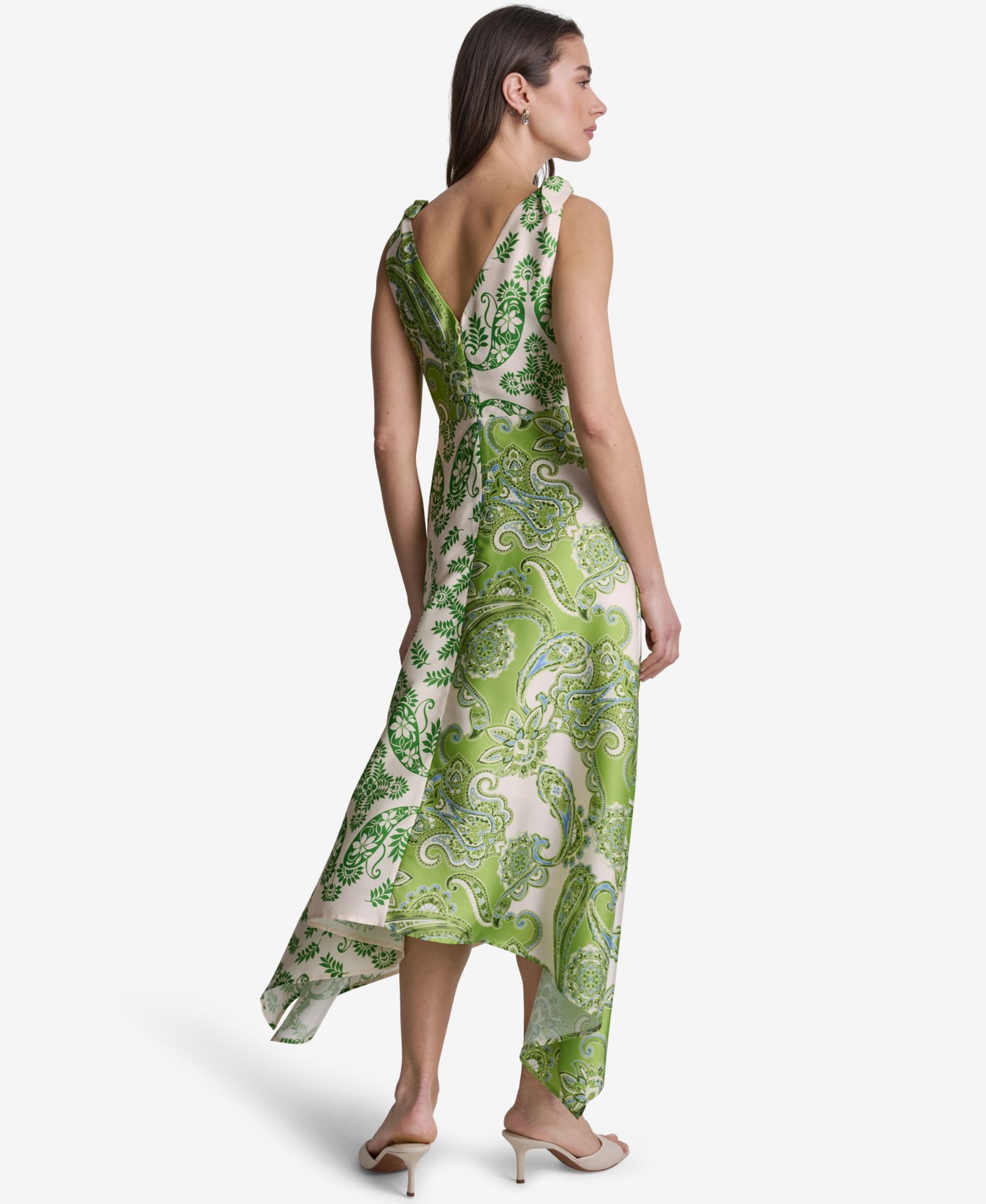 Women's Printed V-Neck Hem Dress