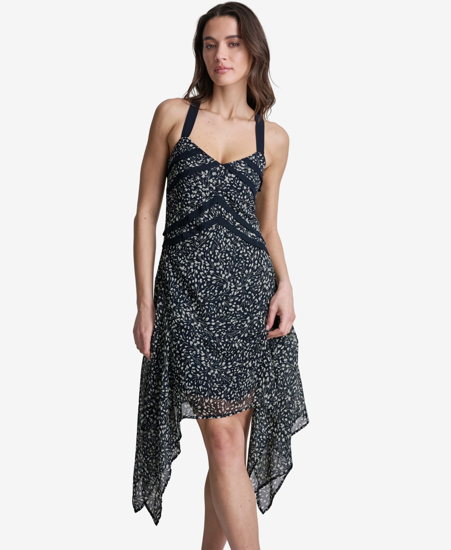 Women's Handkerchief Hem Fit & Flare V-Neck Dress