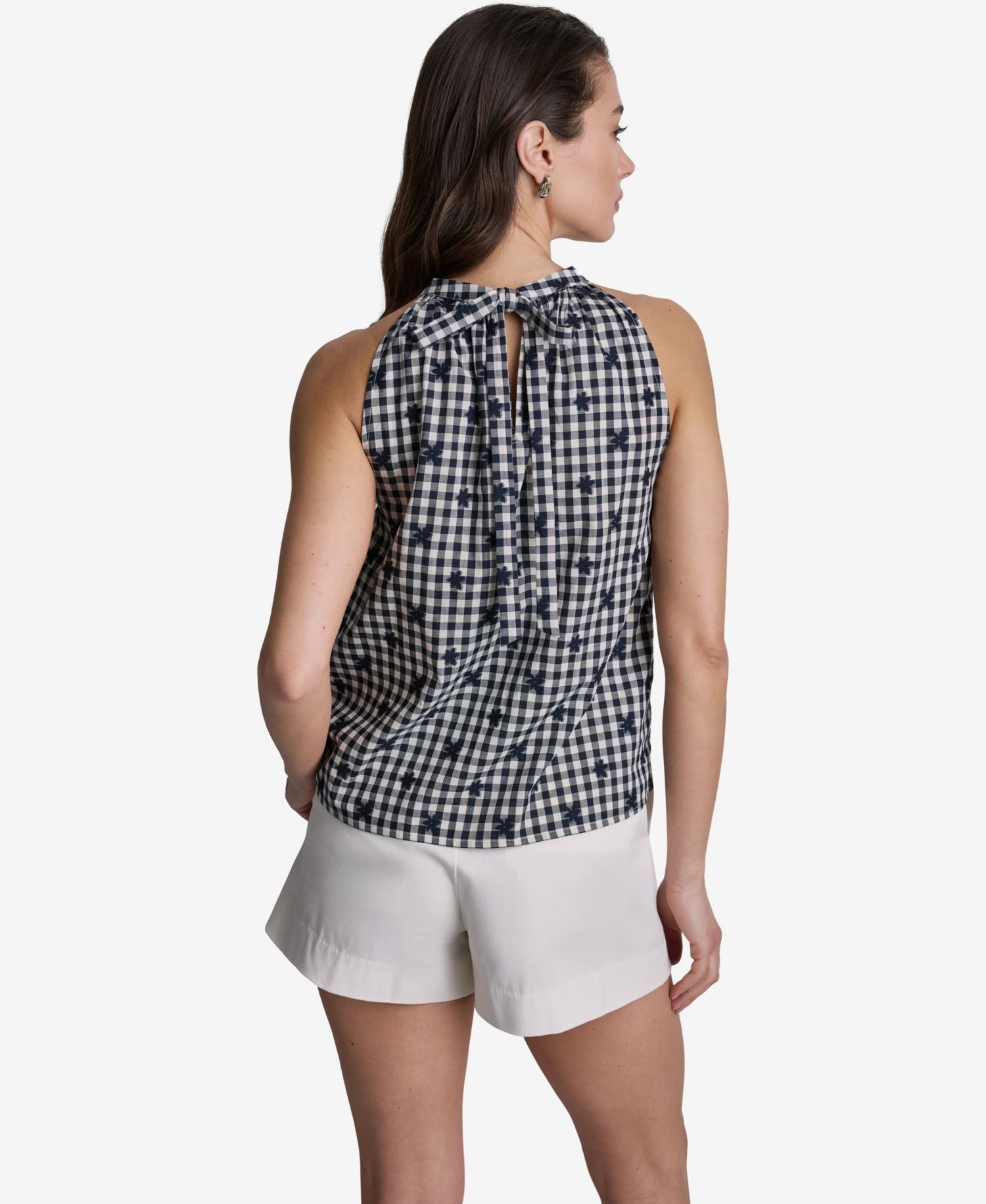 Women's Gingham Halter Neck Sleeveless Top