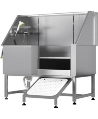 50” Height Adjustable Stainless Steel Dog Bathtub with Ramp