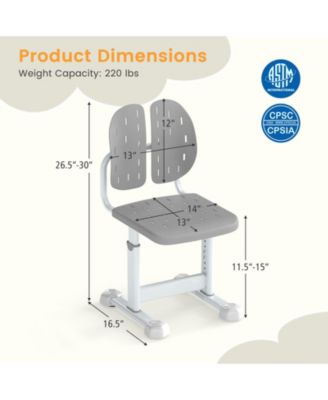 Height-Adjustable Kids Study Chair with Double Backrest Support