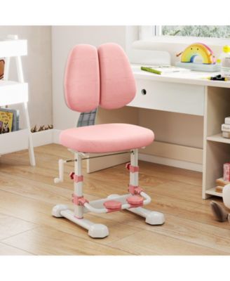 Kids Study Chair with Double Backrest, Adjustable Height and Footrest