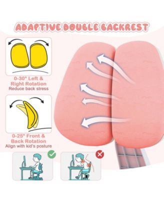 Kids Study Chair with Double Backrest, Adjustable Height and Footrest