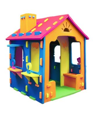 Indoor Cottage Playset with Roof and Chimney for Creative Play