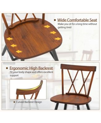 Farmhouse Kitchen Dining Chairs Set of 2 with Rubber Wood Frame