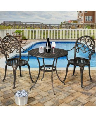 3PCS Outdoor Cast Aluminum Bistro Set with Removable Ice Bucket & Adjustable Feet
