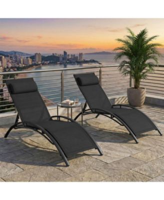 Outdoor Chaise Lounge Set of 2 with 5-Position Adjustable Backrest