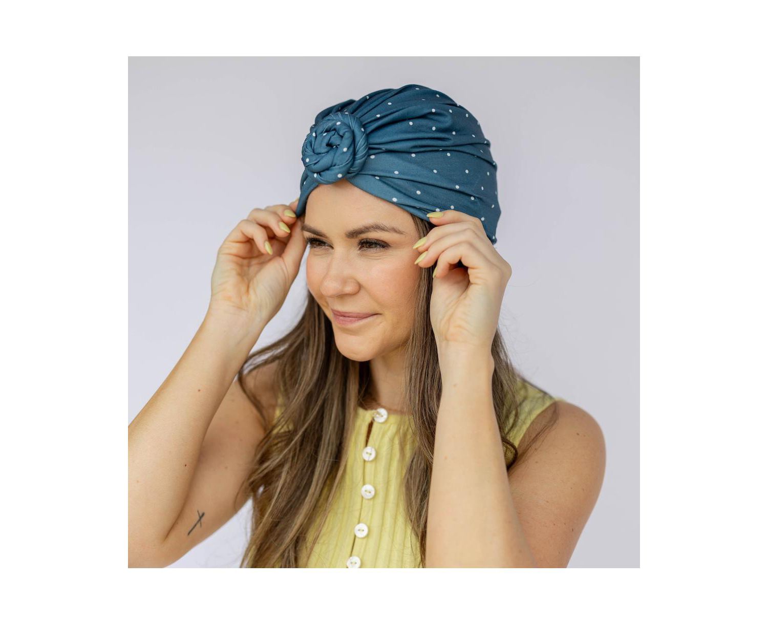 Women's Luxe Bamboo Hope Turban Dark Jade Polka Dot