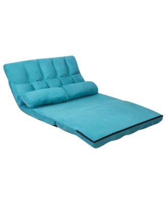 6-Position Foldable Floor Sofa Bed with Detachable Suede Cover