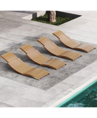 Teak Wood Folding Patio Chaise Lounge with Slatted Seat