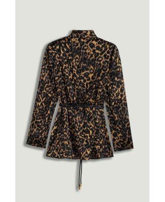 Women's Printed Leopard Belted Jacket