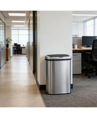 13 Gal./50 Liter Stainless Steel Oval Motion Sensor Trash Can for Kitchen