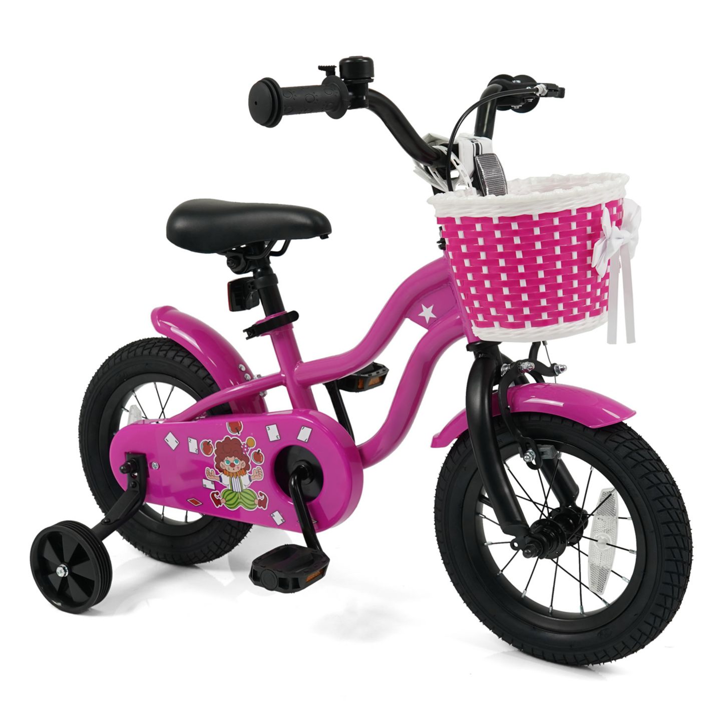 Детская игрушка Slickblue 12" Kids Bike with Training Wheels and Adjustable Seat, от 3 лет, цвет: Розовый — фото 3