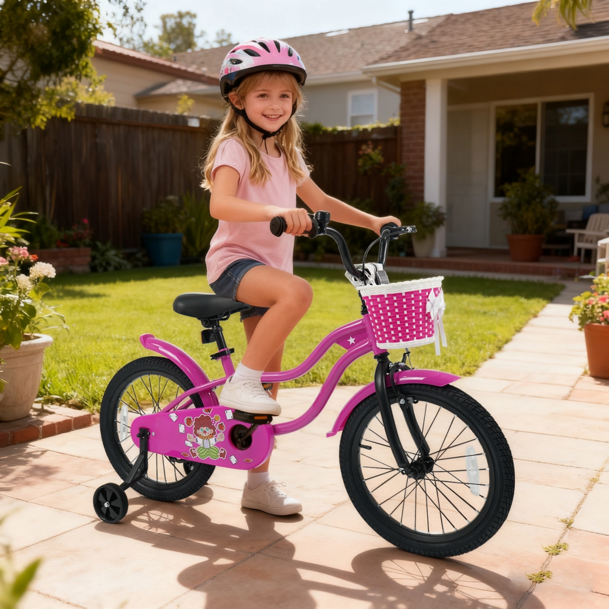 Slickblue Kids Ride On Bike with Training Wheels