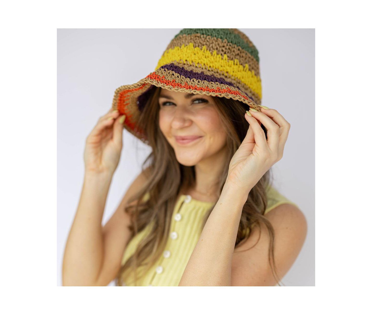 Женская панама Headbands of Hope Raffia Woven Bucket Hat, цвет: Разноцветный — фото 4