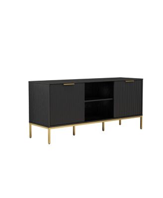 Modern TV Stand with Wave Doors and Accents