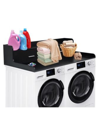 Space-Saving Laundry Countertop Shelf - 54'' Organizer Rack with 2 Storage Drawers, Edge Rails
