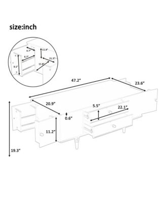 47.2" Modern Wooden Rectangular Coffee Table, Center Table with 4 Drawers and 2 Side Hidden Storage Compartments for Living Room