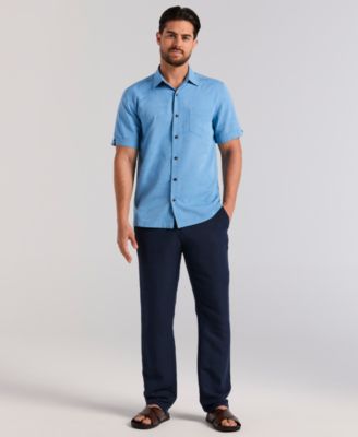 Men's Palm Print Short-Sleeve Button-Down Shirt