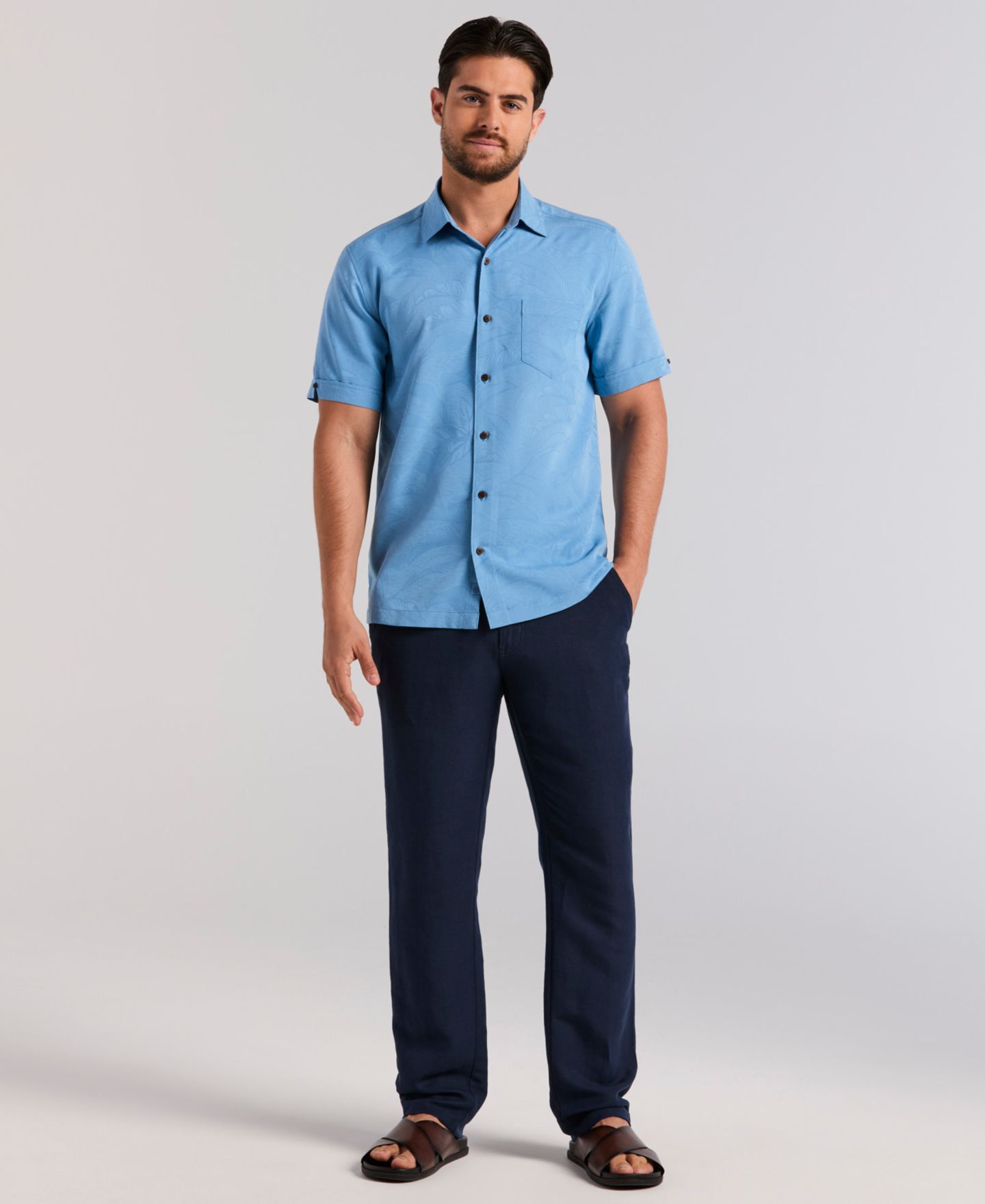 Мужская рубашка Cubavera Palm Print Short-Sleeve Button-Down, цвет: Allure — фото 2
