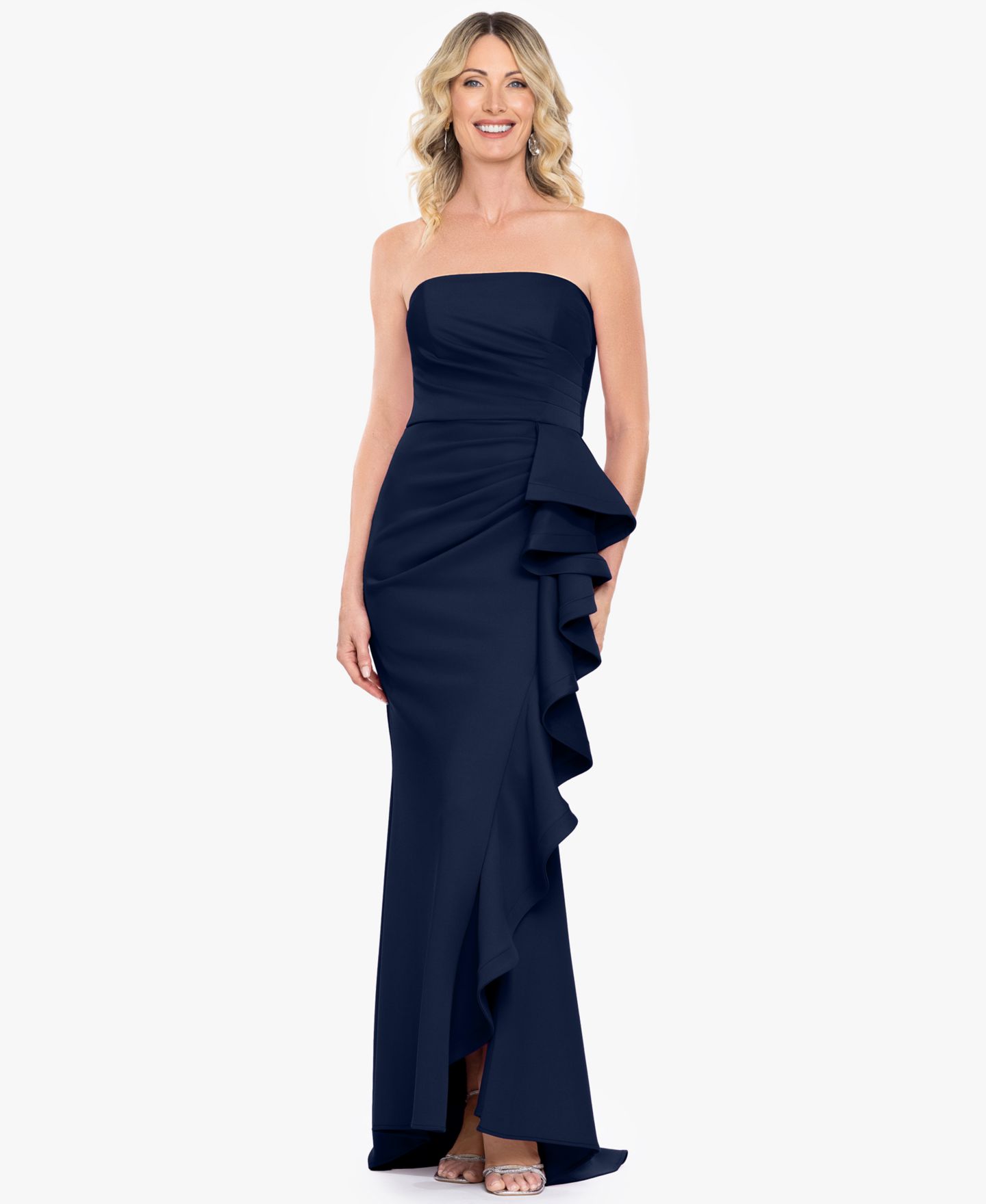 Женское платье Betsy & Adam Sleeveless Strapless Gown, цвет: Тёмно-синий — фото 1