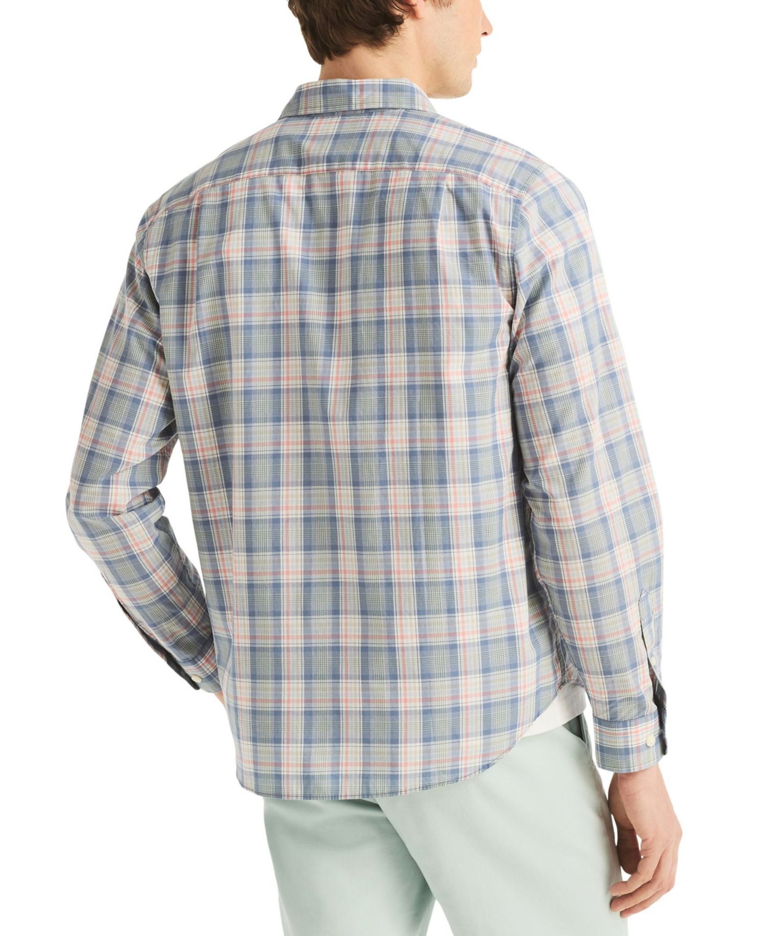 Men's Long-Sleeve Lawn Cotton Plaid Shirt