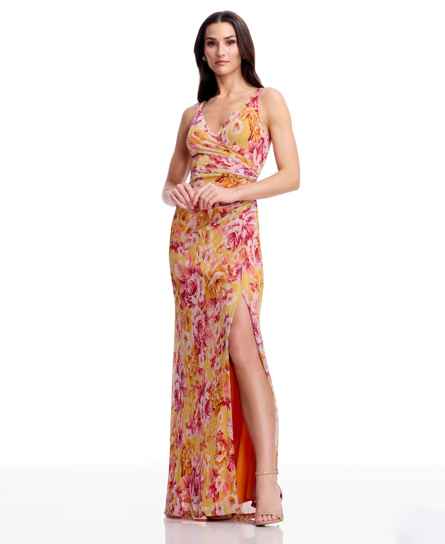 Women's Floral Print Ruched Mermaid Gown