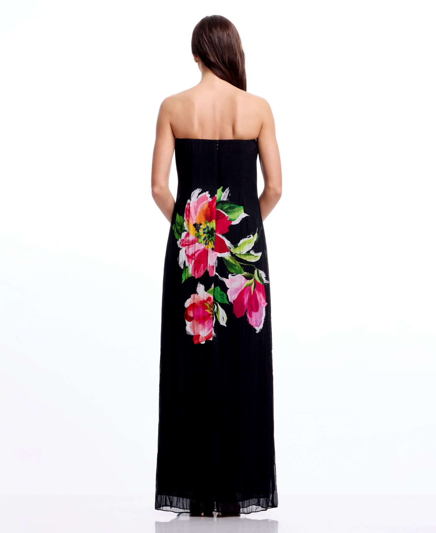 Women's Floral Print Strapless Long Gown