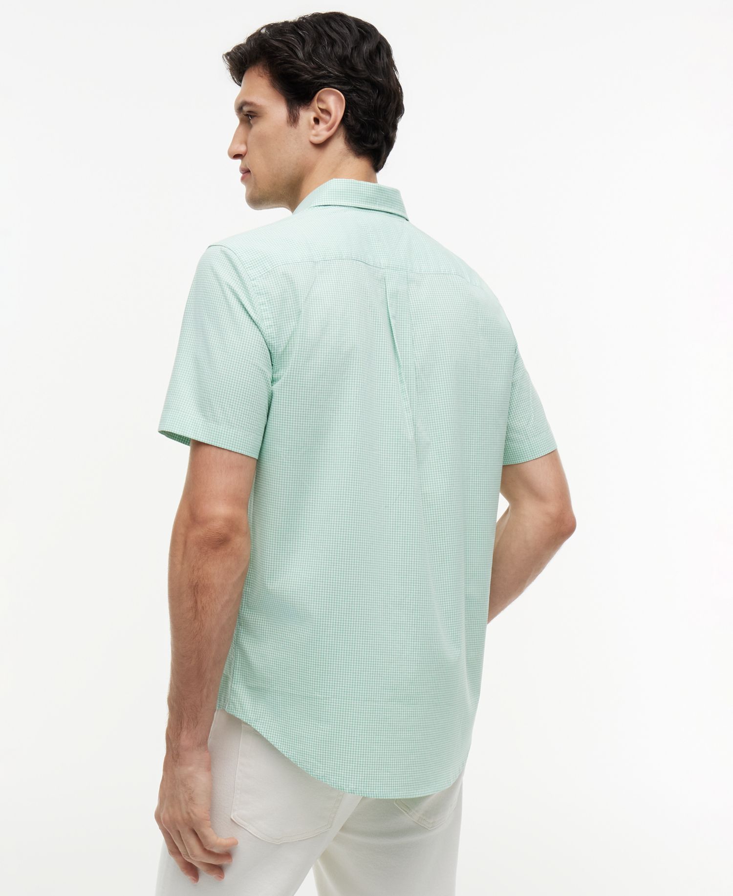 Men's Regular-Fit Flex Poplin Gingham Short-Sleeve Shirt